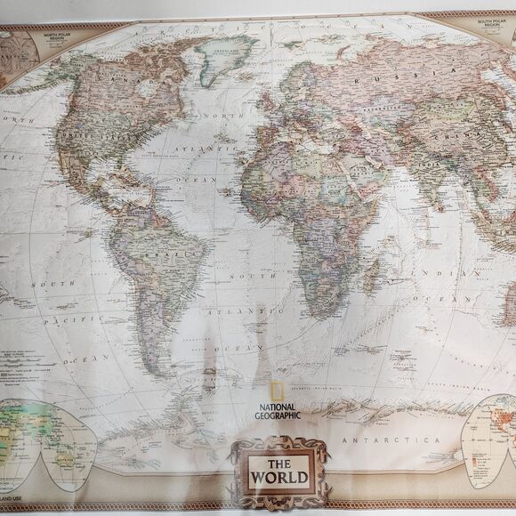 National Geographic The World Wall Map Poster Laminated 36x24 School Educational - Picture 2 of 10